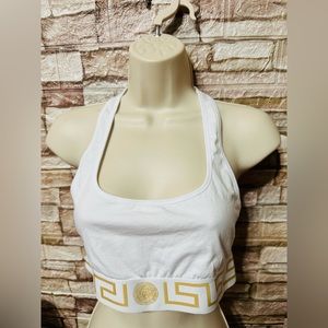 Versace White Greca border Bralette sz 3 Large NWT
